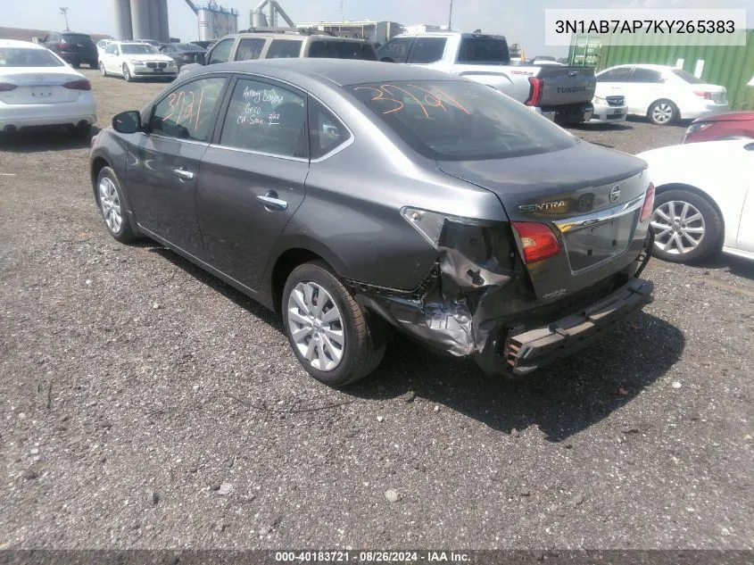 2019 Nissan Sentra S VIN: 3N1AB7AP7KY265383 Lot: 40183721