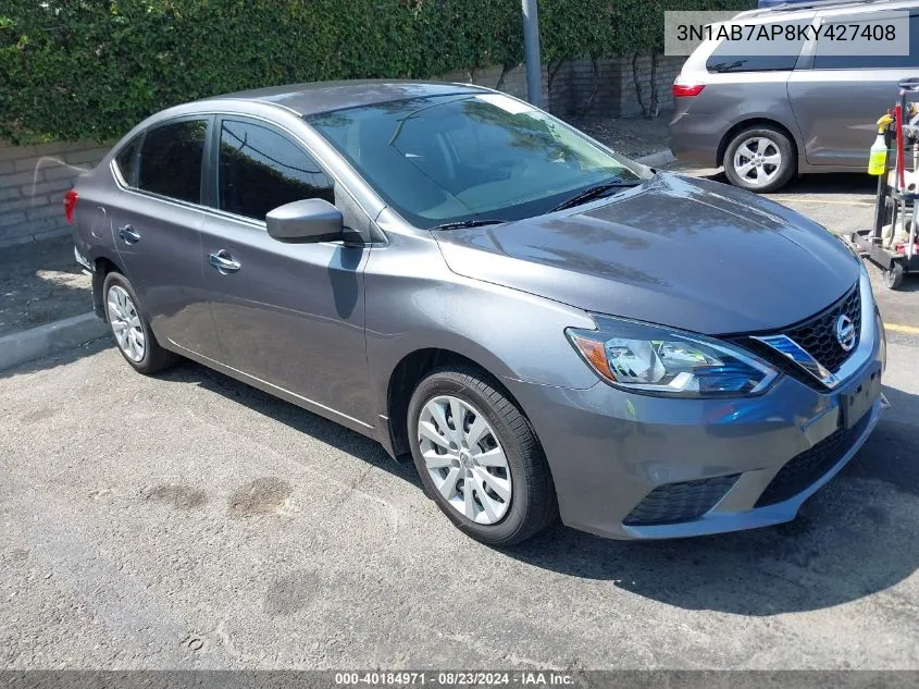 2019 Nissan Sentra S VIN: 3N1AB7AP8KY427408 Lot: 40184971