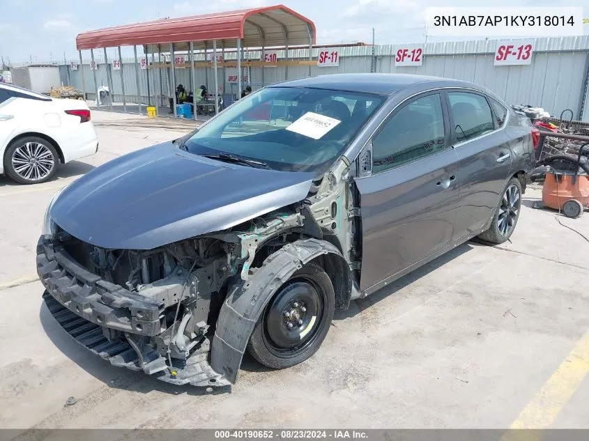 2019 Nissan Sentra Sr VIN: 3N1AB7AP1KY318014 Lot: 40190652