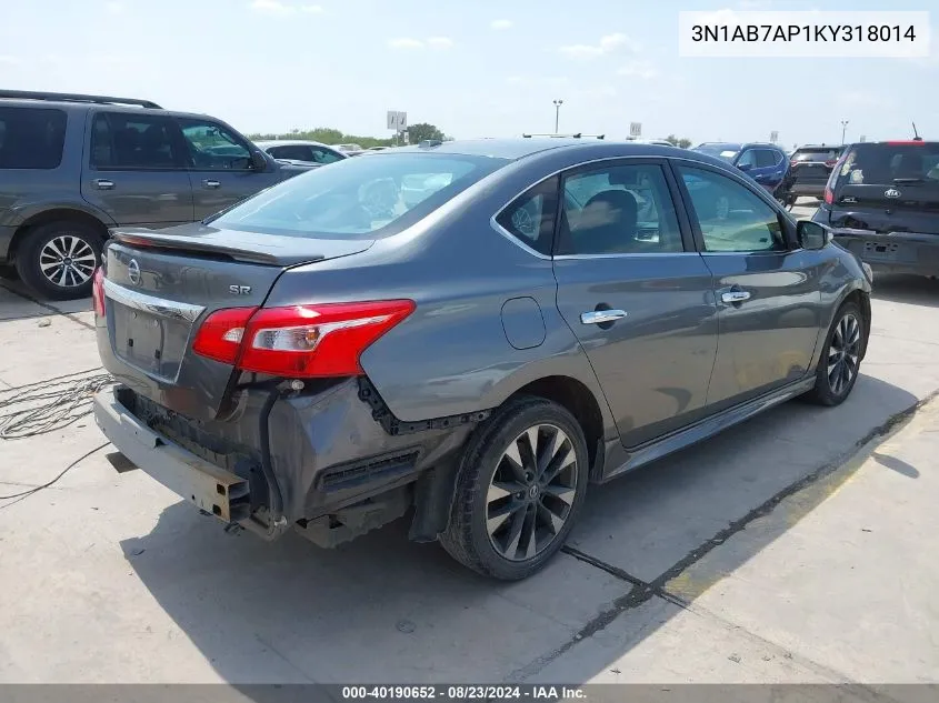 2019 Nissan Sentra Sr VIN: 3N1AB7AP1KY318014 Lot: 40190652