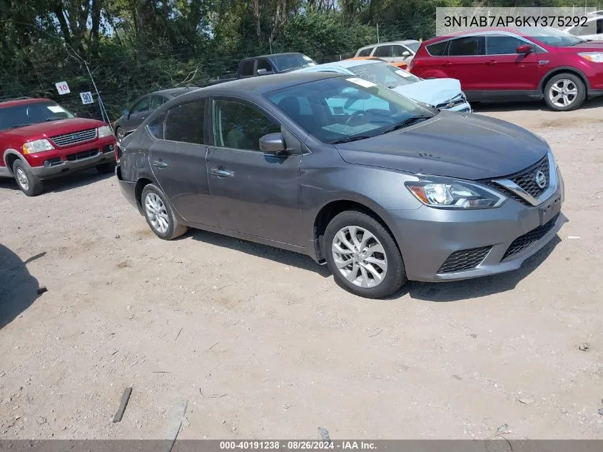 2019 Nissan Sentra Sv VIN: 3N1AB7AP6KY375292 Lot: 40191238