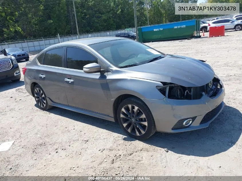 2019 Nissan Sentra Sr VIN: 3N1AB7AP1KY303478 Lot: 40196437