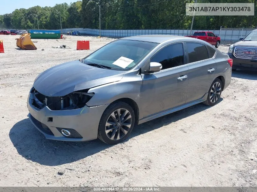 2019 Nissan Sentra Sr VIN: 3N1AB7AP1KY303478 Lot: 40196437