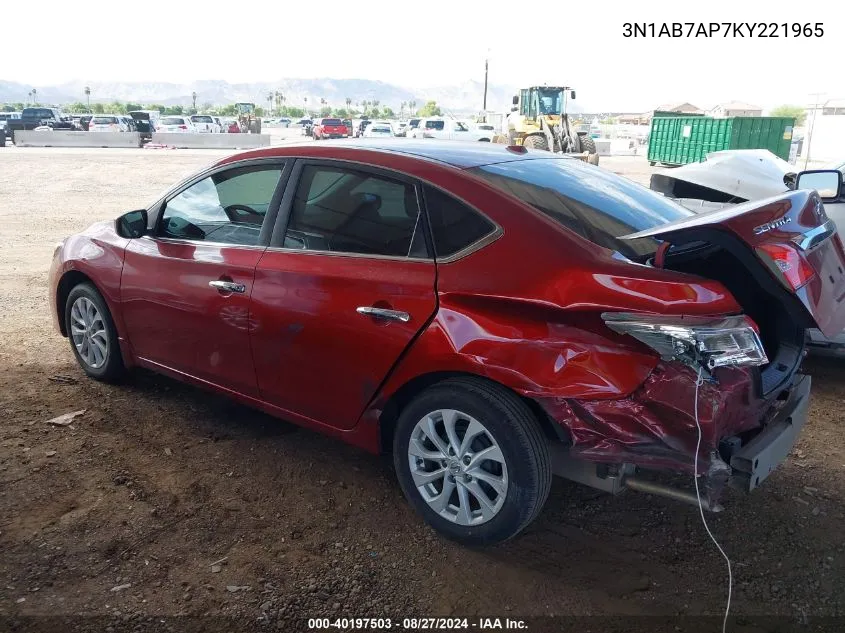 2019 Nissan Sentra Sv VIN: 3N1AB7AP7KY221965 Lot: 40197503