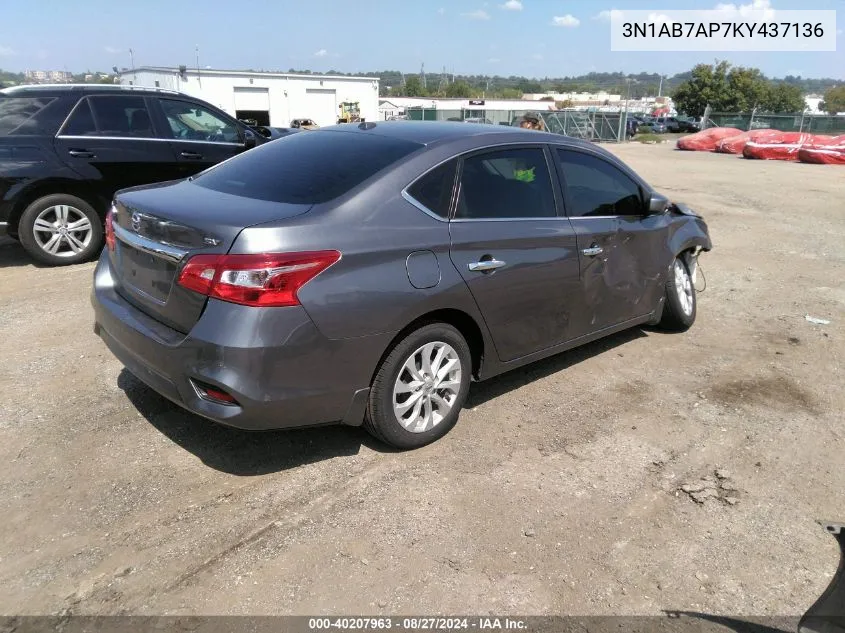 2019 Nissan Sentra Sv VIN: 3N1AB7AP7KY437136 Lot: 40207963