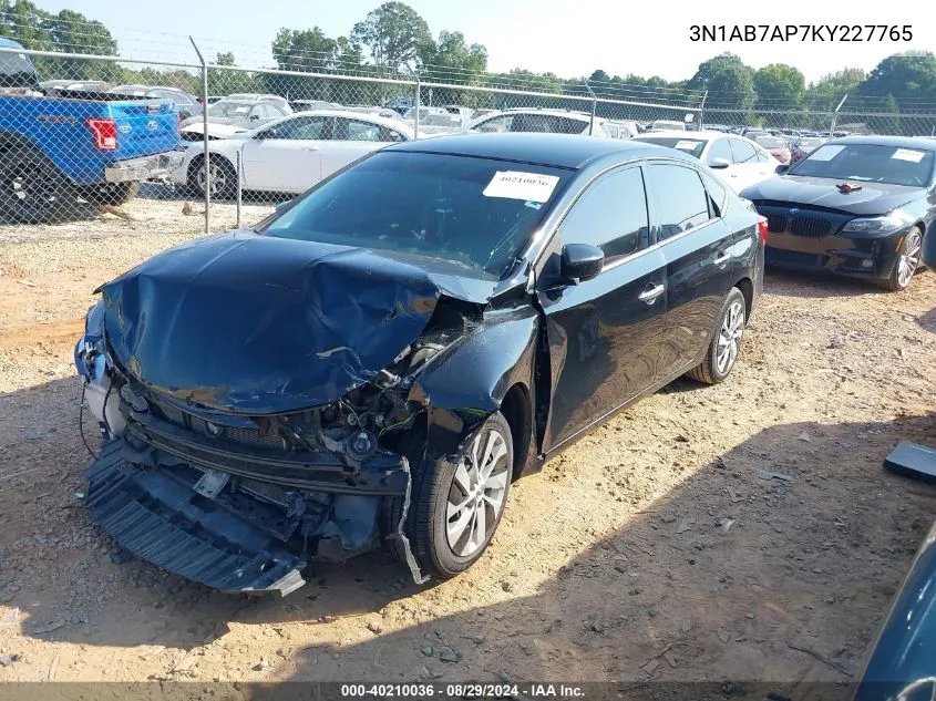 2019 Nissan Sentra S VIN: 3N1AB7AP7KY227765 Lot: 40210036