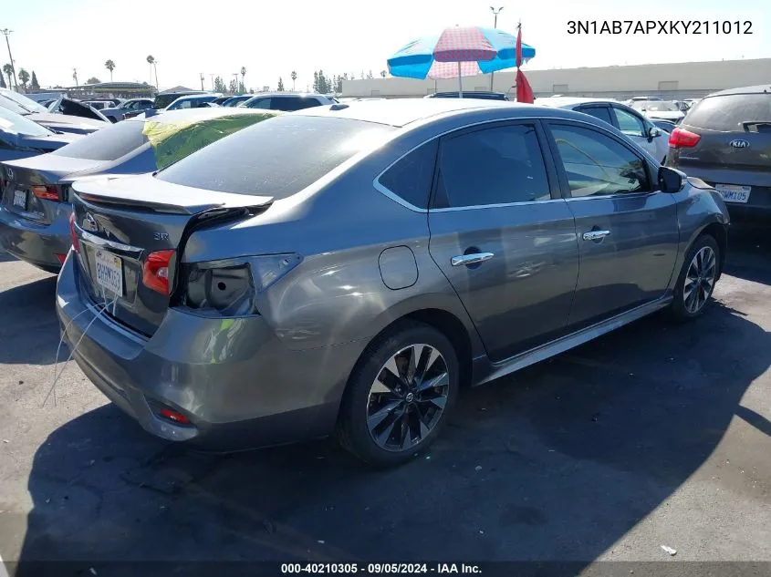 2019 Nissan Sentra Sr VIN: 3N1AB7APXKY211012 Lot: 40210305