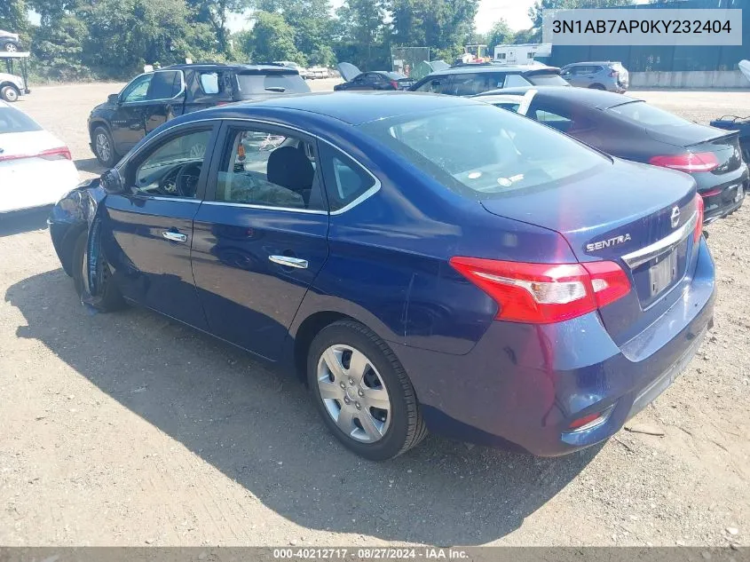 3N1AB7AP0KY232404 2019 Nissan Sentra S