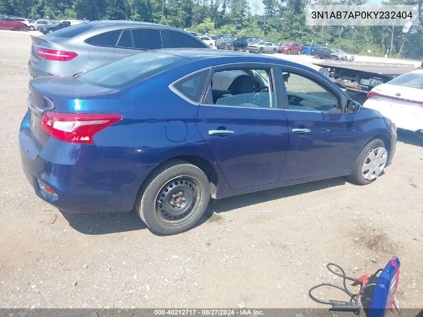 2019 Nissan Sentra S VIN: 3N1AB7AP0KY232404 Lot: 40212717