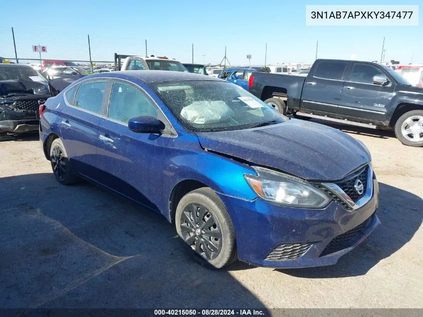 2019 Nissan Sentra S VIN: 3N1AB7APXKY347477 Lot: 40215050