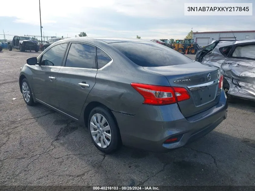 2019 Nissan Sentra S VIN: 3N1AB7APXKY217845 Lot: 40216103