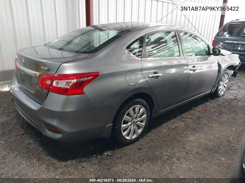 2019 Nissan Sentra S VIN: 3N1AB7AP9KY365422 Lot: 40218373