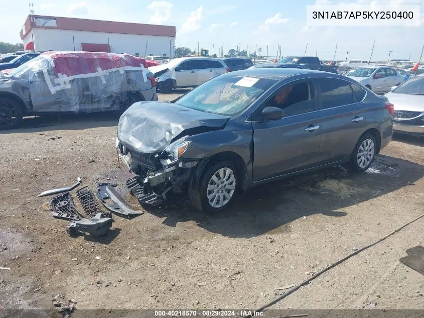 2019 Nissan Sentra S VIN: 3N1AB7AP5KY250400 Lot: 40218570