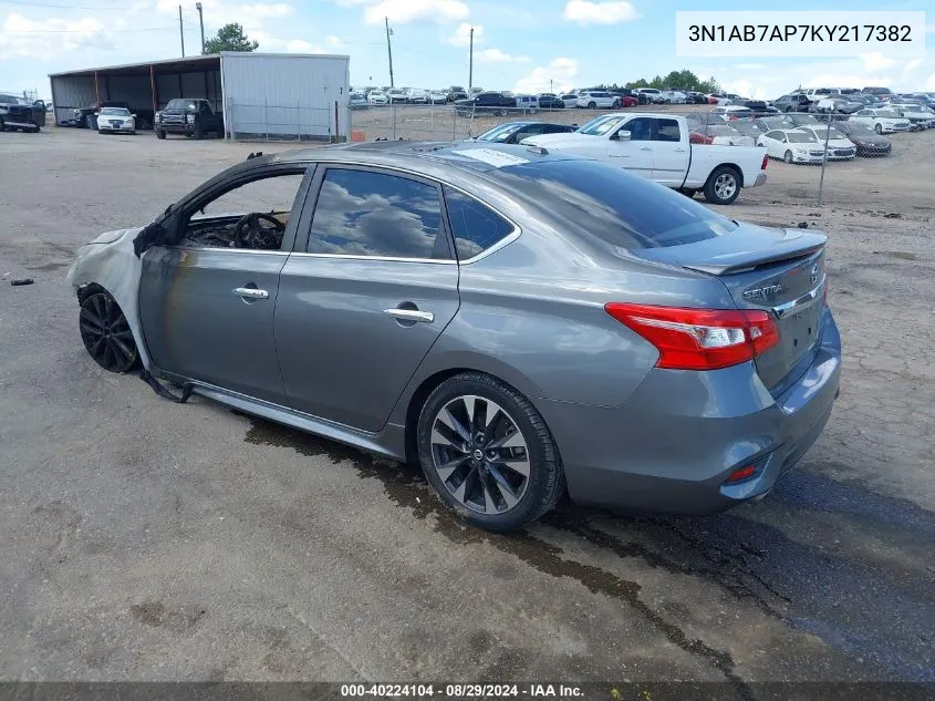 2019 Nissan Sentra Sr VIN: 3N1AB7AP7KY217382 Lot: 40224104