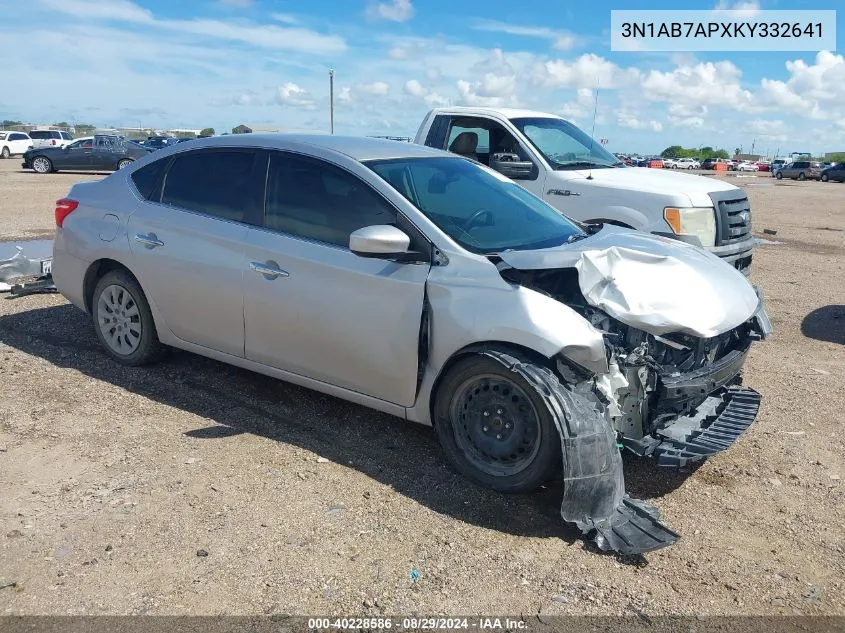 2019 Nissan Sentra S VIN: 3N1AB7APXKY332641 Lot: 40228586