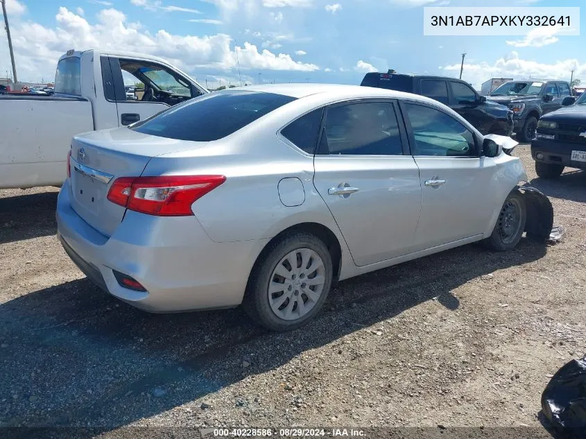 2019 Nissan Sentra S VIN: 3N1AB7APXKY332641 Lot: 40228586