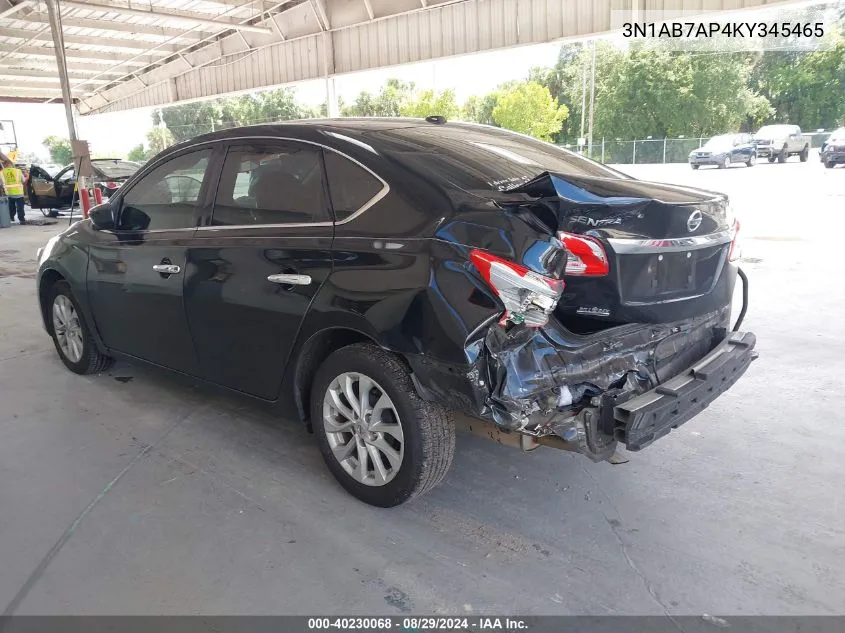 2019 Nissan Sentra Sv VIN: 3N1AB7AP4KY345465 Lot: 40230068