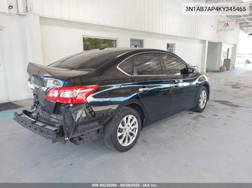 2019 Nissan Sentra Sv VIN: 3N1AB7AP4KY345465 Lot: 40230068