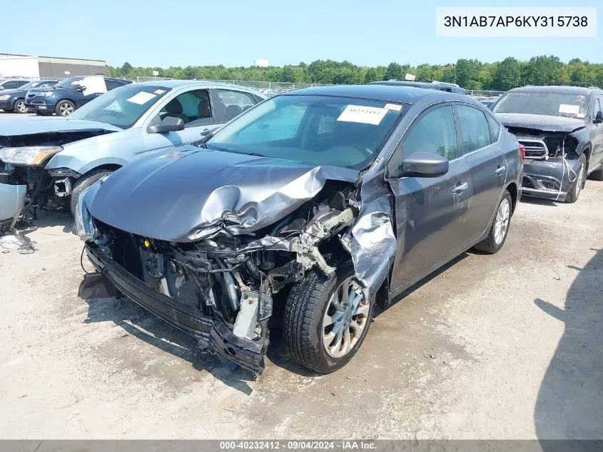 3N1AB7AP6KY315738 2019 Nissan Sentra Sv