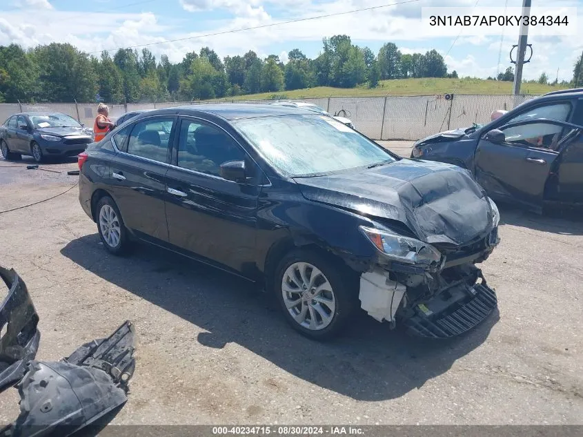 2019 Nissan Sentra Sv VIN: 3N1AB7AP0KY384344 Lot: 40234715