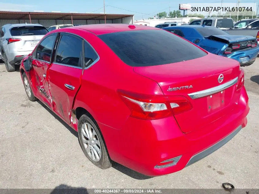 2019 Nissan Sentra Sv VIN: 3N1AB7AP1KL610744 Lot: 40244367