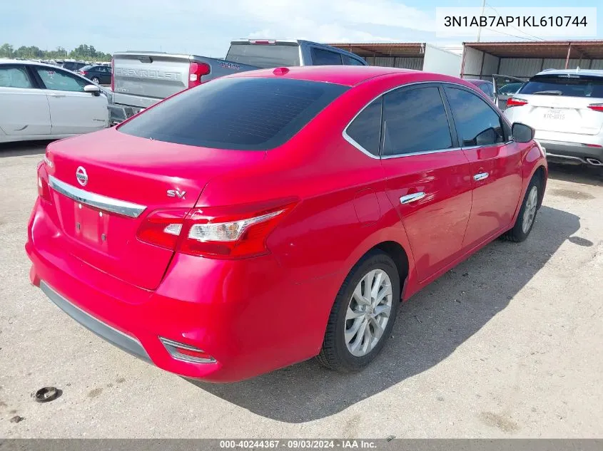 2019 Nissan Sentra Sv VIN: 3N1AB7AP1KL610744 Lot: 40244367