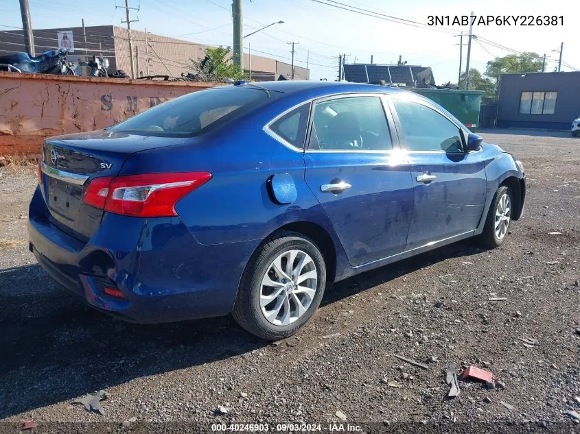 2019 Nissan Sentra Sv VIN: 3N1AB7AP6KY226381 Lot: 40246903