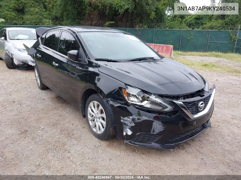 2019 Nissan Sentra Sv VIN: 3N1AB7AP9KY240534 Lot: 40246947