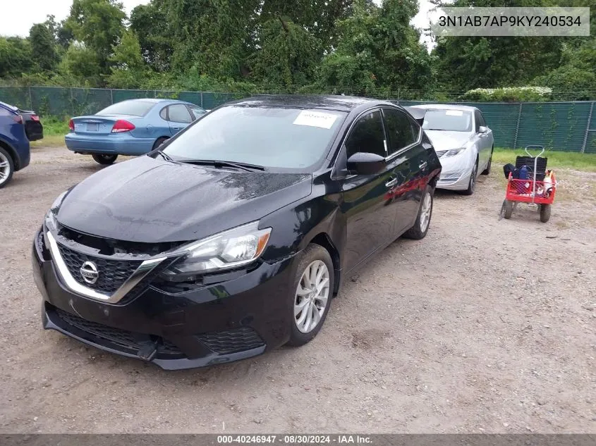 2019 Nissan Sentra Sv VIN: 3N1AB7AP9KY240534 Lot: 40246947