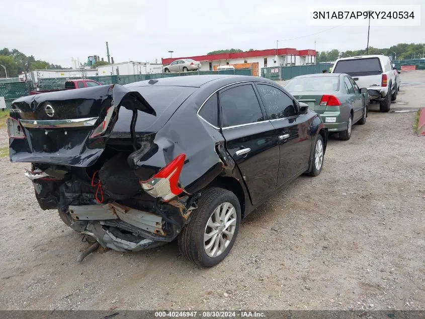 2019 Nissan Sentra Sv VIN: 3N1AB7AP9KY240534 Lot: 40246947