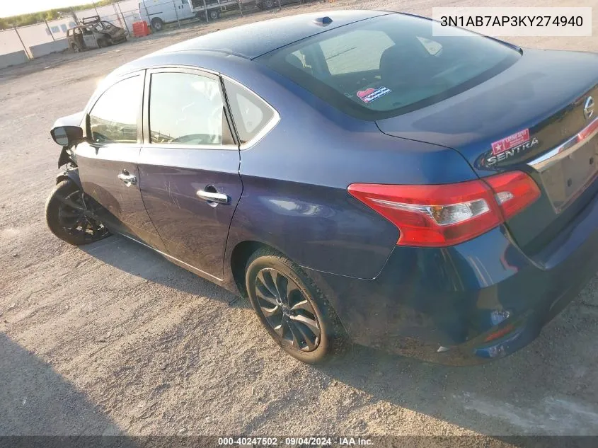 2019 Nissan Sentra S/Sv/Sr/Sl VIN: 3N1AB7AP3KY274940 Lot: 40247502