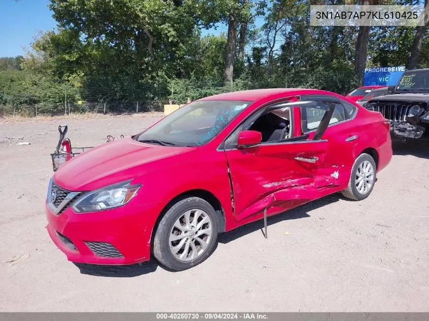 2019 Nissan Sentra S/Sv/Sr/Sl VIN: 3N1AB7AP7KL610425 Lot: 40250730