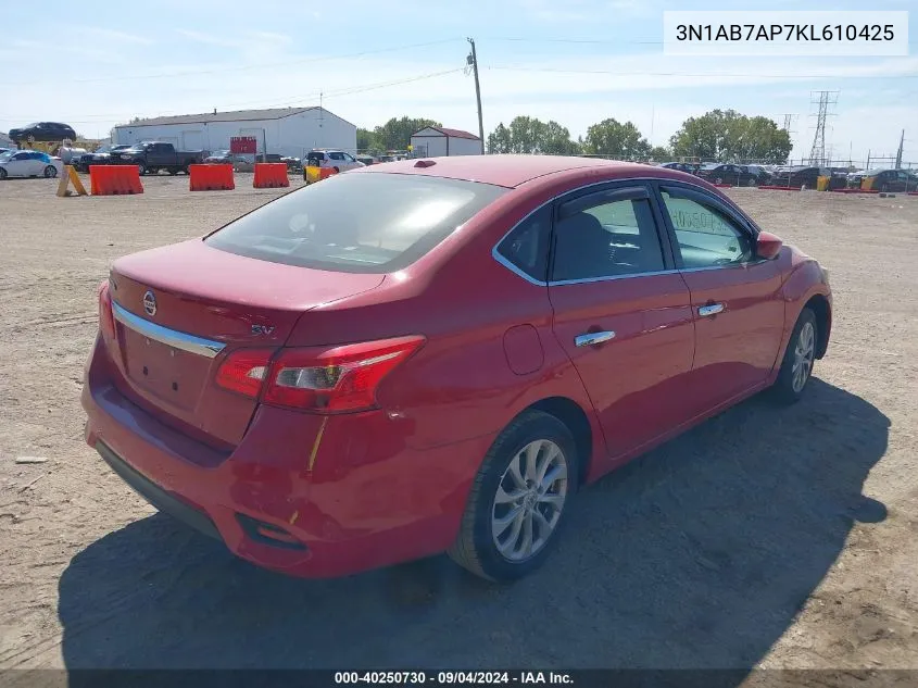 2019 Nissan Sentra S/Sv/Sr/Sl VIN: 3N1AB7AP7KL610425 Lot: 40250730