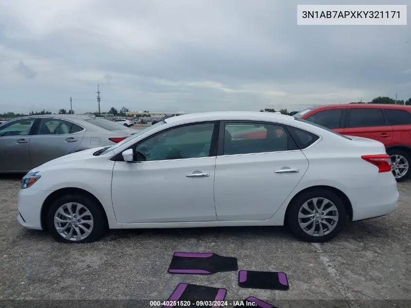 3N1AB7APXKY321171 2019 Nissan Sentra Sv