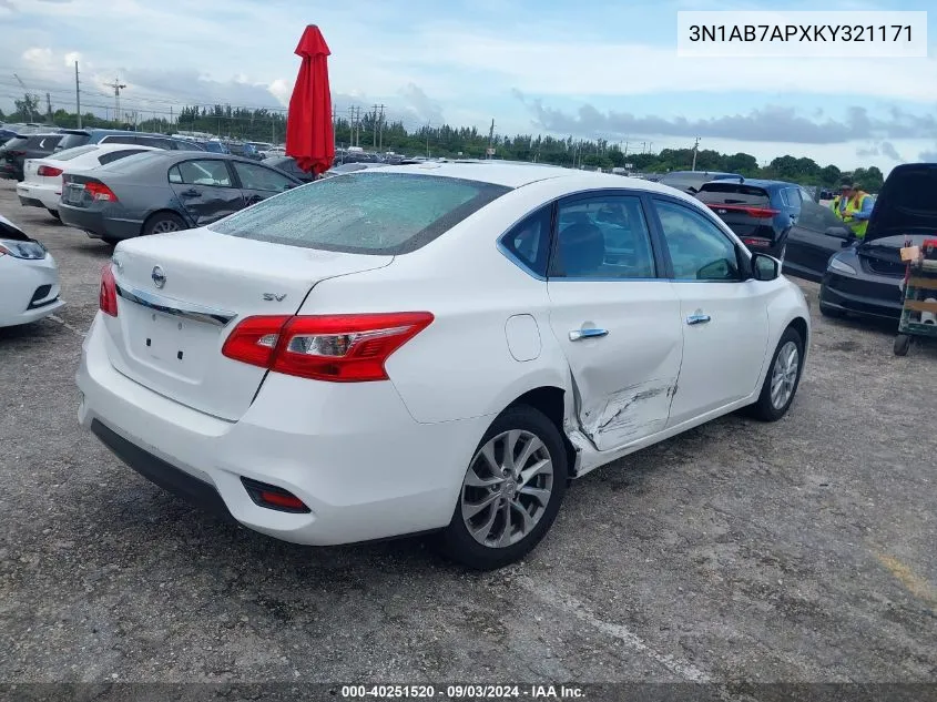 3N1AB7APXKY321171 2019 Nissan Sentra Sv