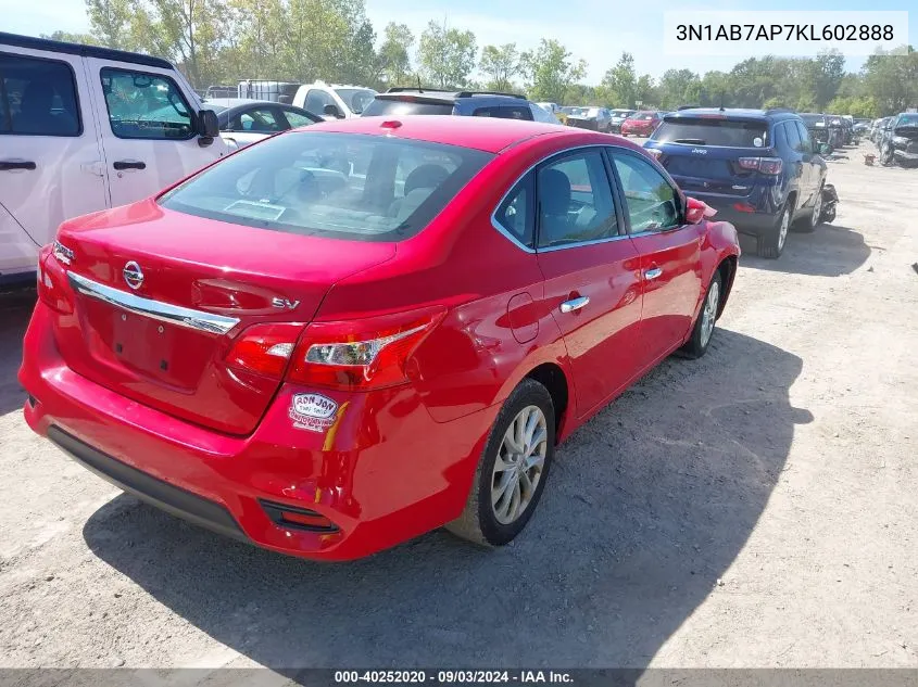 2019 Nissan Sentra Sv VIN: 3N1AB7AP7KL602888 Lot: 40252020