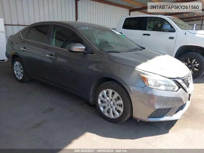 2019 Nissan Sentra S VIN: 3N1AB7AP5KY261560 Lot: 40252831