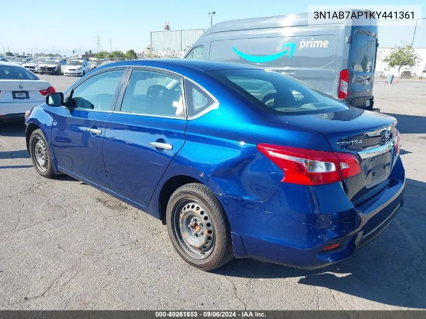 2019 Nissan Sentra S VIN: 3N1AB7AP1KY441361 Lot: 40261653