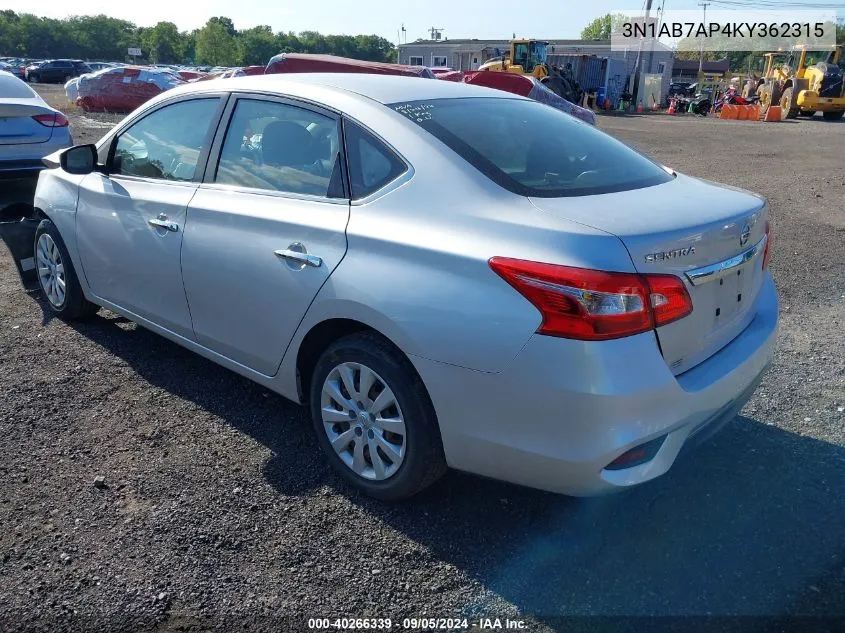 2019 Nissan Sentra S VIN: 3N1AB7AP4KY362315 Lot: 40266339