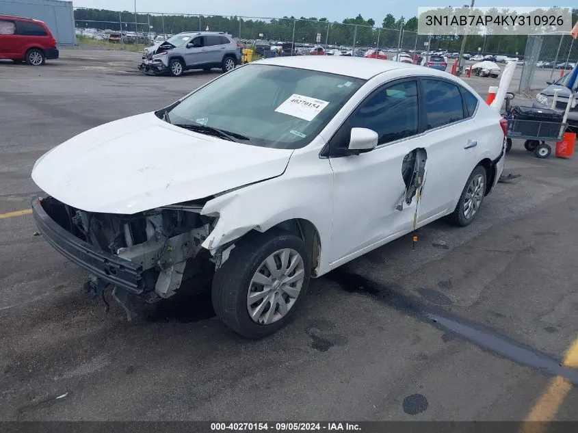 3N1AB7AP4KY310926 2019 Nissan Sentra S