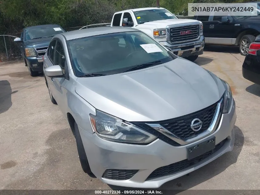 2019 Nissan Sentra Sv VIN: 3N1AB7AP6KY242449 Lot: 40272336