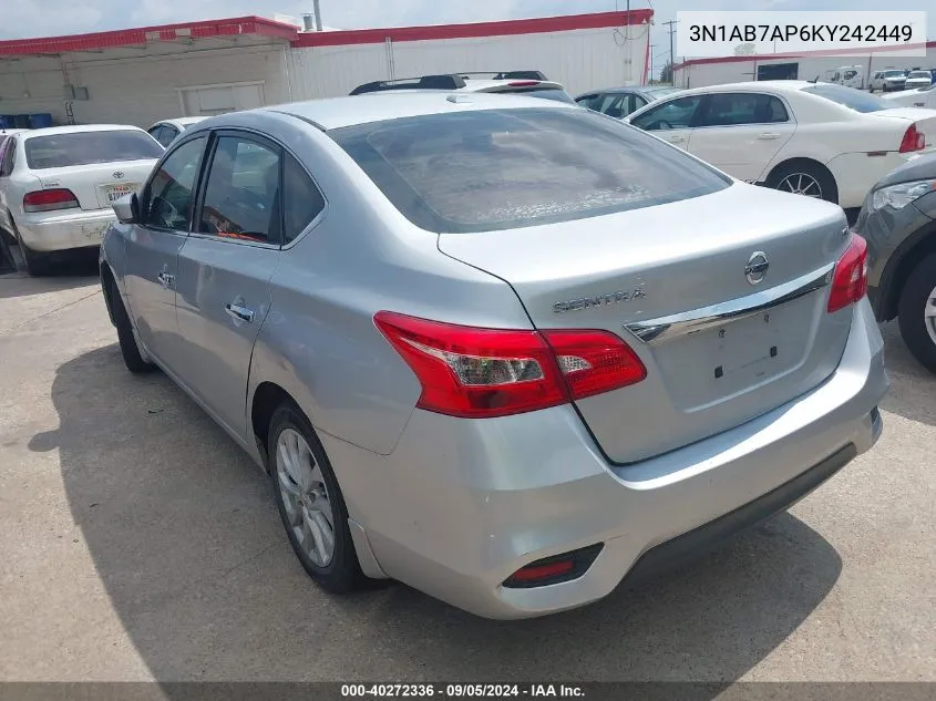 2019 Nissan Sentra Sv VIN: 3N1AB7AP6KY242449 Lot: 40272336