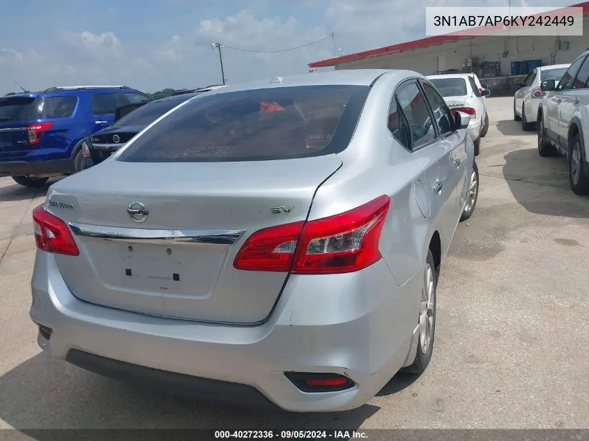 2019 Nissan Sentra Sv VIN: 3N1AB7AP6KY242449 Lot: 40272336