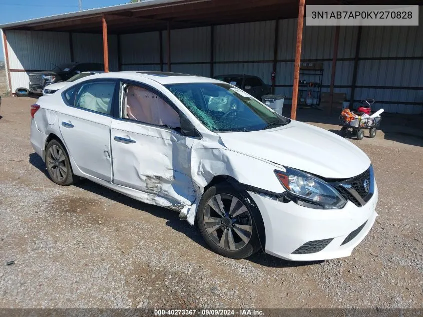 2019 Nissan Sentra Sv VIN: 3N1AB7AP0KY270828 Lot: 40273367