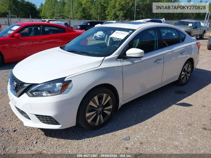 2019 Nissan Sentra Sv VIN: 3N1AB7AP0KY270828 Lot: 40273367