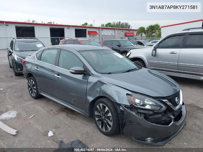 2019 Nissan Sentra Sr VIN: 3N1AB7AP8KY271581 Lot: 40274257