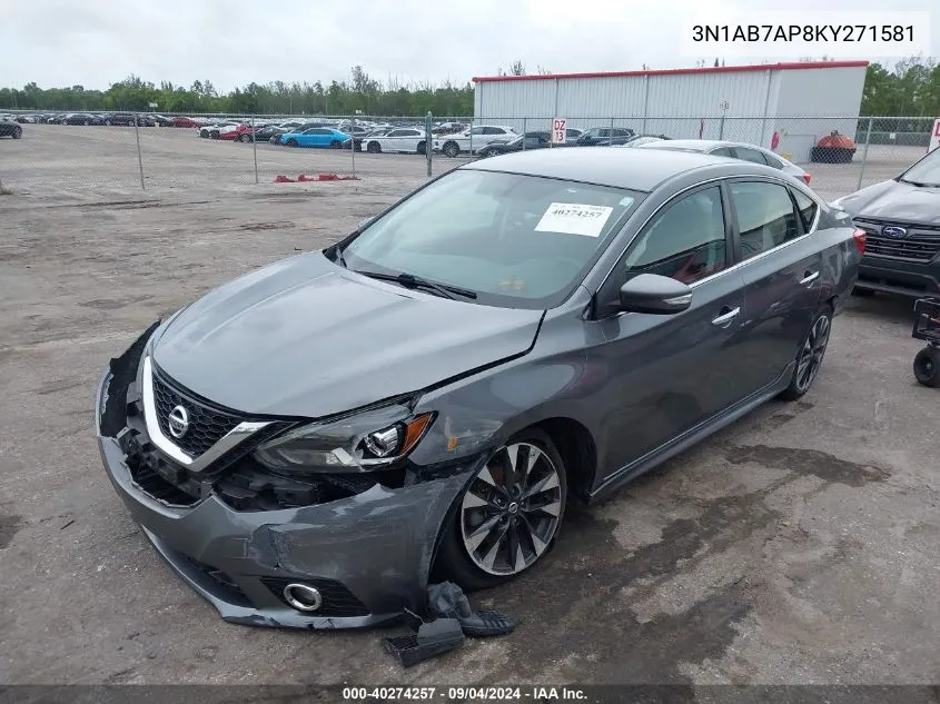 2019 Nissan Sentra Sr VIN: 3N1AB7AP8KY271581 Lot: 40274257