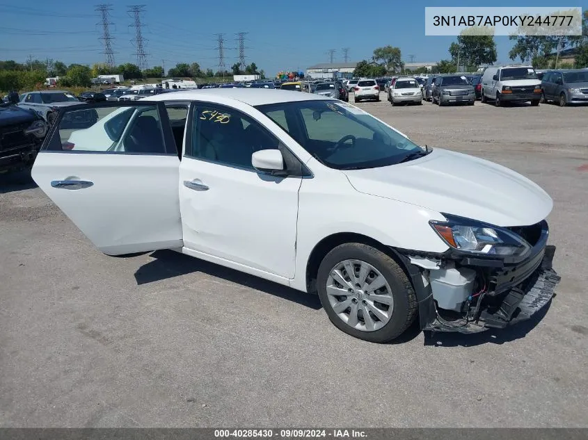 2019 Nissan Sentra S VIN: 3N1AB7AP0KY244777 Lot: 40285430