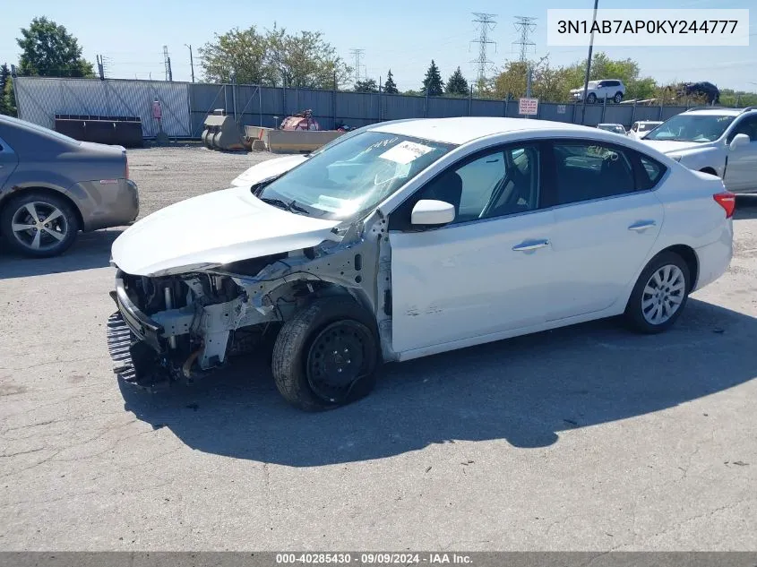 2019 Nissan Sentra S VIN: 3N1AB7AP0KY244777 Lot: 40285430