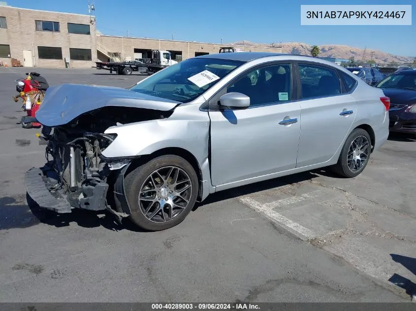 2019 Nissan Sentra S VIN: 3N1AB7AP9KY424467 Lot: 40289003